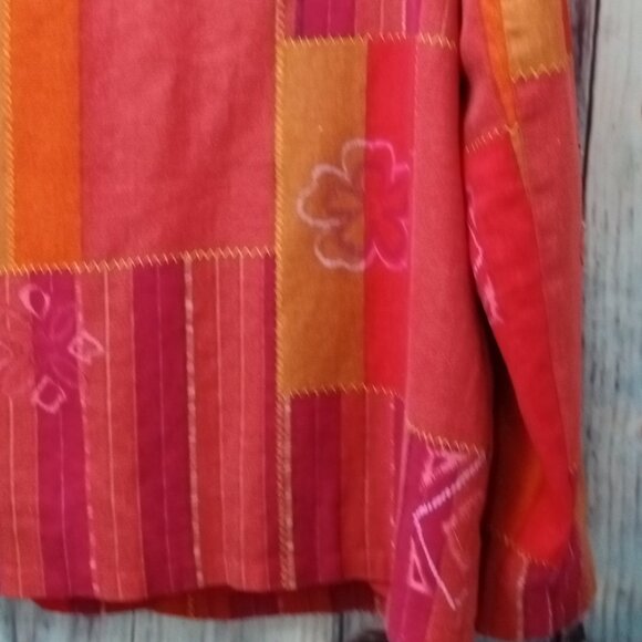 Alfred Dunner Lined Beaded LinenPatchwork Blazer Jacket Size 10 Button Front - Picture 9 of 11